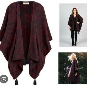 $228 Cleobella Rachel Zoe Sevigny Bordeaux Oversize Tassle Cardigan One Size‎